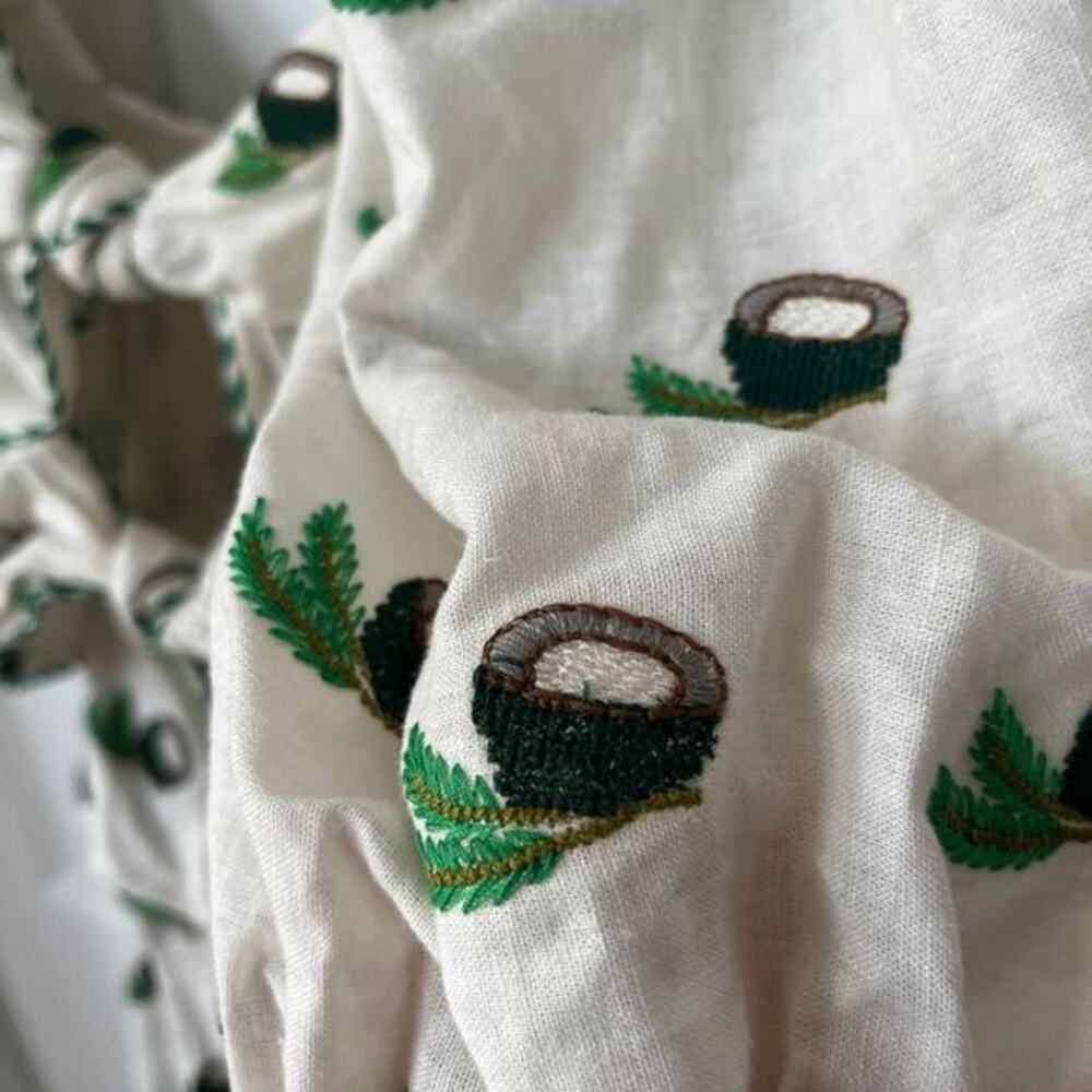 FARM RIO Cross Stitch Coconut‎ Embroidered Midi Dress linen NWT small - Picture 14 of 14